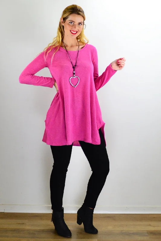 Solid Pink Knit Tunic Top