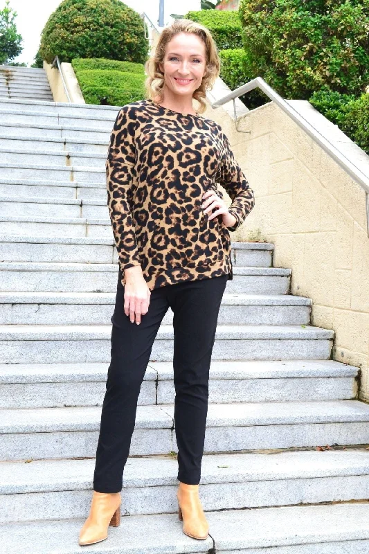 Wild Side Drop Shoulder Fleece Tunic Top