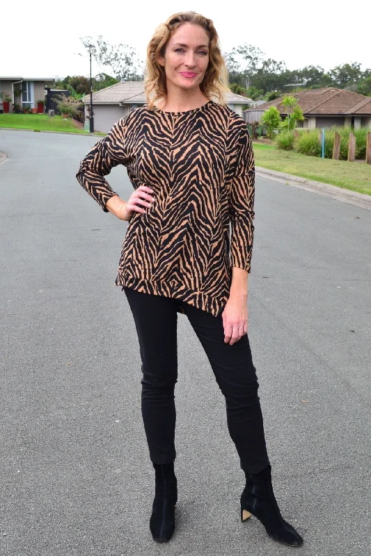 Zebra Stripe Hi Low Tunic Top